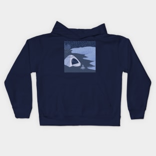 Snowfall on a campsite Kids Hoodie